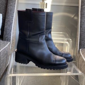 Chanel calf skin ankle boots